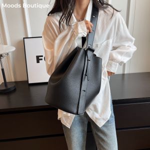 MOODS Retro Shoulder Bucket Bag Sets For Women 2-IN-1 Solid Color Large Capacity Cross Body Shopper Totes 2026 Designer Handbags2026