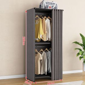 Wardrobe Cabinet Clothes Modern Clothes Cabinet Cupboard For Clothes Wardrobes Open Storage Iron Double Layer Clothes Rack Hanging Multi-Functional Cloakroom Metal Storage Rack 衣柜 衣橱