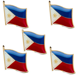 5Pcs Philippine Flag Brooch Pin Crystal Dropping Metal Enamel Badge Collar Pin Men Women BROOCH-PH