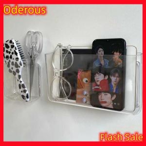 Oderous Transparent Wall Storage Box Wall-mounted No Punch Bedside Racks Home Key Cosmetic Hanging Wall Mounted Organizer Storage Box