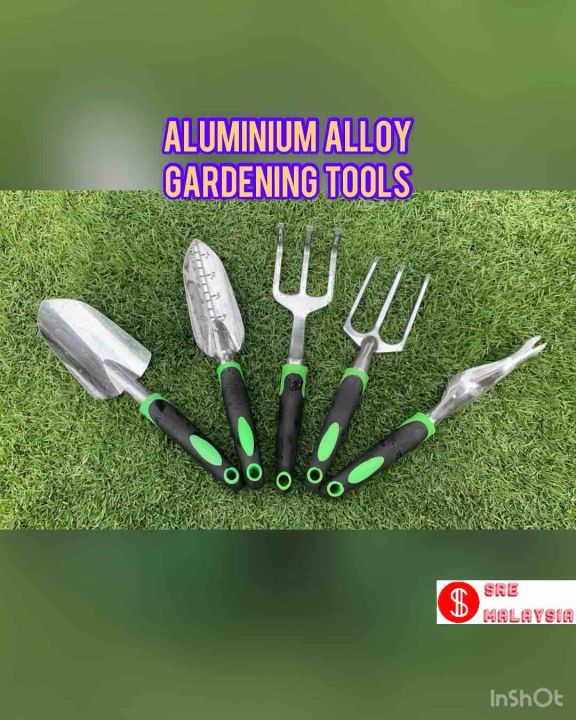 Garden Supplies 9-piece Aluminum Alloy Set, Silicone Two-color Handle Shovel Gardening Tools