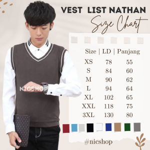 Rompi Rajut Pria Korea List Knit Vest - NIC Fashion