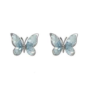 ต่างหูผีเสื้อสีน้ำเงินไล่ระดับสีอุปกรณ์แต่งหูแฟชั่นสำหรับผู้หญิงน้ำหนักเบาทำมือมีรายละเอียด