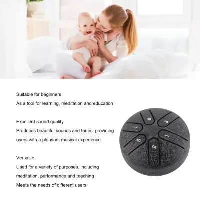Hand Pan Drums 3 Inch 6 Notes Multipurpose Durable Mini Beautiful Sounds Steel Tongue Drum for Kids for Learning
