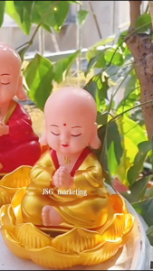 Lucky Charm Solar Buddha Shaking Head and Wave His fan Statue Maitreya Kongfu Monk Decoration