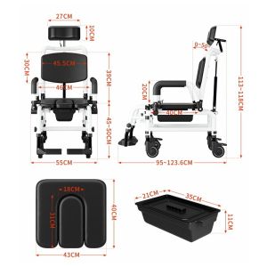 CraftedLiving SG-Indoor patient chair with commode wheelchair for lying down and bathing portable toilet for s and hair washing for the elderly