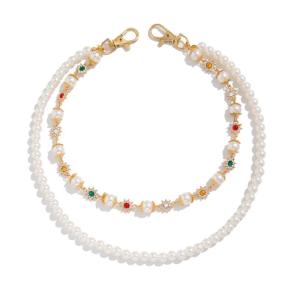 Stylish Sturdy Metal Materials Elegant Pearls and Rhinestones Flower Chain Portable for Casual or Party Supplies Wear