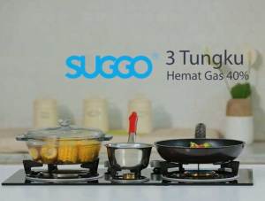 Kompor Gas Tanam Murah Tempered Glass 3 Tungku Multi Fungsi Suggo SG-301 - Hemat Gas hingga 40% (PROMO - DIANAZA STORE - BISA COD)