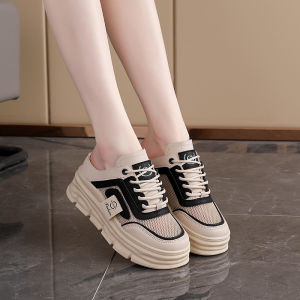 IELGY 2025 New Style Half Slip-On Mesh Womens Shoes Breathable Inner Wedge Thick Sole Casual Fashion