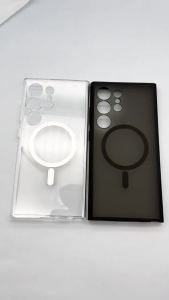 เหมาะสำหรับ Samsung s24+ เคสศัพท์ GalaxyS24 Ultra กล่องป้องกันแม่เหล็กโปร่งใส tpu+pc  สองในหนึ่ง