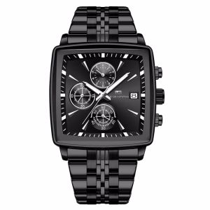 Men Watch Multifunctional Night Light Timer Stainless Steel Strap 3Bar Waterproof Sports Quartz Watches Gift