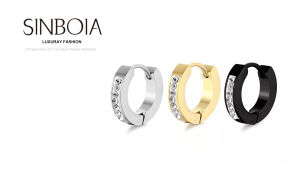 Korean Style Simple 9MM Titanium Steel Silver/Gold/Black Small Hoop Earrings for Men Women