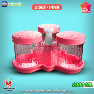 Toples Tabung Toples Kue Snack Toples Permen Toples Candy Toples Bumbu Dapur Toples Set Isi 5 Dengan Nampan