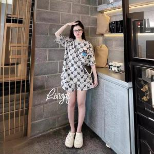 Casual Sets Terno for Women Korean Simple Style Cartoon Cute  Summer Sports Loose Short-sleeved Shorts