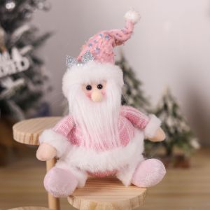 GUDY Tabletop Doll Christmas Plush Snowman Doll Sitting Realistic Christmas Pink Doll Decorations Xmas Tree Decorations Fluffy Knitted Elk Snowman Doll Santa Claus Gifts