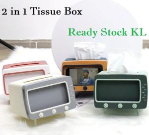 Ready Stock 2in1 Tissue Box Office Desk Box Creative TV Appearance with Phone Stand Holder Home Office Case HH143