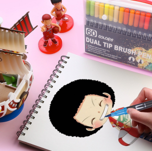 Great-King Watercolor Brush Marker Pen100/60/48/24/12 Colors Water Based Brush Markers Paint Pens Set with Dual Tip Brush Pens for Coloring Books Calligraphy Drawing and Writing