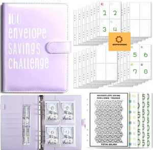 KW 100 Envelope Challenge Binder Couple Challenge Event Notepad Budget Planner money envelope challenge