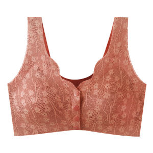 [Veimia] Front Closure Anti-sagging Seamless Bra For Woman Wireless Push-up Lace Pattern Underwear Plus Size M-4XL