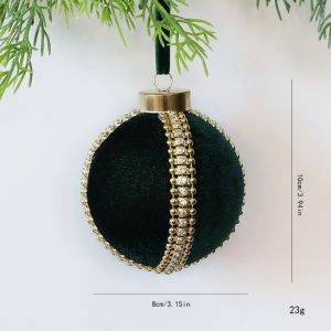 NALANILI 8cm Đồ trang trí cây thông Noel Nhựa Đính đá pha lê Đồ trang trí hình quả bóng treo Vải nhung lông Trang Trí Giáng Sinh Trang trí ngày lễ Giáng sinh