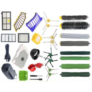 Replacement Parts Kit for iRobot Roomba 5 6 7 8 9 Series  S9+ i7+  Includes Main Brush Side Brush Filter Dust Bag Caster Wheel Silicone Sheet Roller Brush Red Flat Round Brush Small Black Brush Screwdriver for Daily Home Pet Hair Cleaning