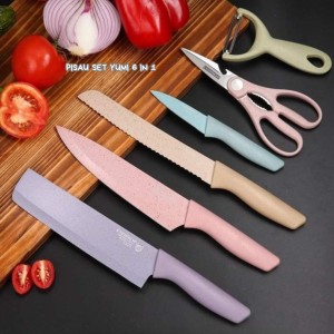 Set Pisau Dapur Multifungsi Yumi 6 in 1 - Serat Alami Warna-Warni