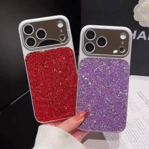 Luxury Bling Glitter Sequins Phone Cases For iPhone 17 16 15 14 13 Pro Max Shiny Shockproof Big Window Protect Cover Funda