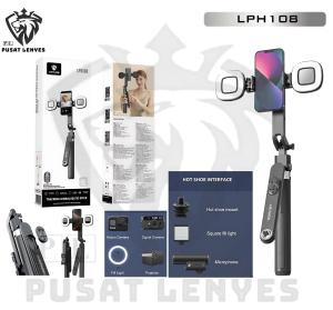 LPH108 - Tongsis Trtipod LENYES LPH-108 AI Face Tracking Gimbal Selfie Stick Tongsis Kamera HP With Remote Bluetooth Lampu LED Monopod