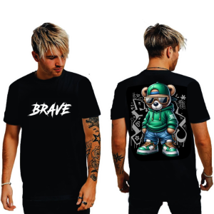 Baju kaos pria dewasa lengan pendek > T-Shirt - DESIGN BEAR BRAVE...