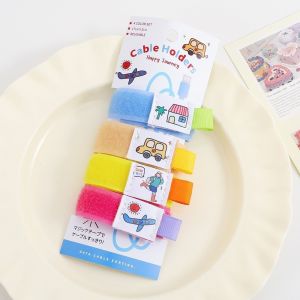 PLLEWY INS Cable Tie Reusable Cloth Cable Storage Clip Cartoon Cable Storage Bag