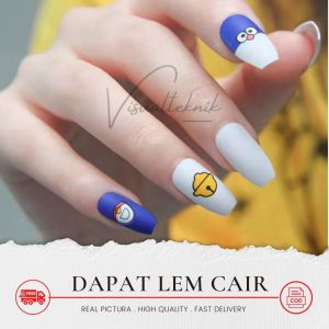 Kuku Palsu Doraemon Kuku Karakter Kartun 24pcs/Kotak Gratis Lem Cair