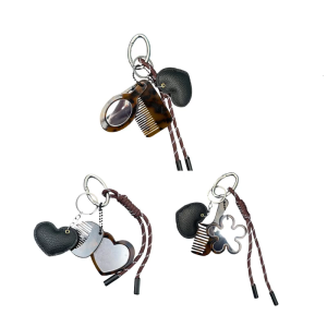 Creative Designs Multifunctional Keychain Comb Mirror Portable Hair Tool and Cosmetic Accessory for Daily Use Items