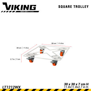 Square Trolley with  safety locking wheel Solid Steel 40x40cm x 7cm H  (100kgs) Heavy Duty
