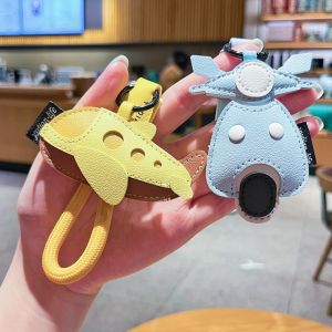 NOVELLEO Unique Cartoon Airplane Keychain Cute PU Leather Bag Pendant Exquisite Transportation Bus Shape Keychain Women