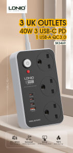 [Safety Mark] LDNIO Extension Cord Power Strip UK 3 Pin Multiplug with USB / USB-C Fast Charging – SK3662 6 USB SK3469 USB-C PD SK3570 3x USB-C 40W – 2m Surge Protector Power Socket Singapore