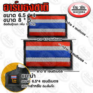 อาร์มธงชาติ รับตีนตุ๊กแก (เมจิกเทป)