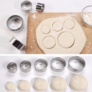 3pc/set Round Stainless Steel Cookie Cutter Biscuit DIY Baking Pastry Dumpling Crust Cake Pancake