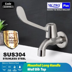MCPRO SUS304 Stainless Steel Medical Faucet Mounted Long Handle Wall Bib Tap  - SS9993