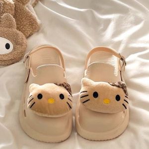 Free Shipping Cute Closed-Toe Slip-On Sandals For Women Lightweight Thick-Soled EVA Half-Slippers For Outdoor Wear