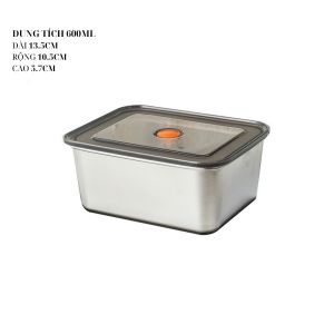 Hộp khay đựng thực phẩm size nhỏ trung lớn inox 304 cao cấp Dung tích 600ml 1100ml 1500ml Nắp đậy chống tràn