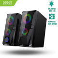 Loa Máy Tính ROBOT RS200 Loa Vi Tính gaming công suất 6W kết hợp hiệu ứng led âm thanh mạnh mẽ chất âm chi tiết điều khiển núm xoay kết nối máy tính laptop điện thoại máy mp3 - màu đen l hàng chính hãng. 