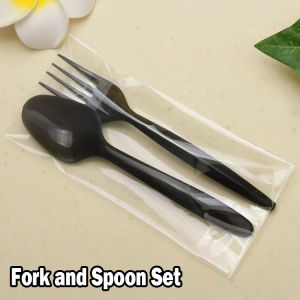 100PCS Disposable Spoon and Fork Small Thick Plastic Utensils With Independently Package for Bakery Fruit Dessert