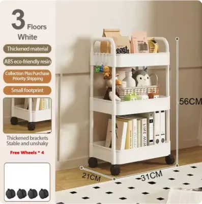 High Quality Trolley Bookshelf Kitchen Storage Rack Kitchen Corner Narrow Slit Storage Cabinet Home Organizer
