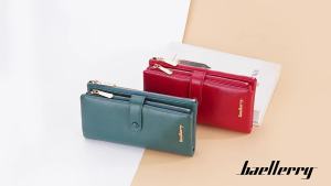 baellerry New Womens Long Wallet Oil Wax Leather Double Zipper Multi-Card Slot Coin Purse Wallet Wholesale