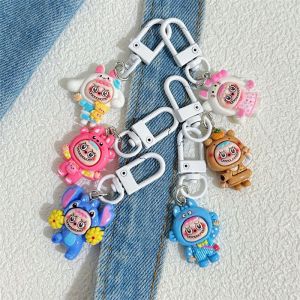 YADOU Cute Cartoon Labubu Keychain with Flower Design Adorable Character Pendant for Bags and Keys
