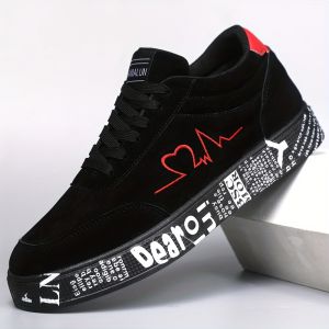 MAINALUN Couples Sneakers - Breathable Mid-Top Shoes with Heartbeat Graphic Cushioned PVC Sole - Valentines Birthday Gifts for Him/Her - Available in Large Sizes - All-Season Streetwear Footwear Trendy Shoe Design Durable Streetwear Casual Attire
