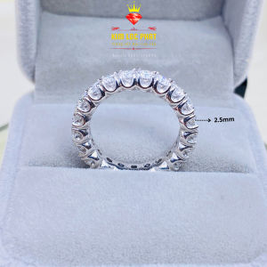 Nhẫn bạc xi bạch kim đính full kim cương nhân tạo Moissanite D/FL màu trắng 58 giác cắt 2li5 - 2li7 Nhẫn nữ bạc mạ vàng trắng đeo ngón trỏ nhẫn ngón cái đều đẹp - KIM LỘC PHÁT NFM