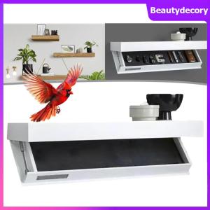 【New Arrival】 Floating Wooden Storage Shelf with Secret Compartment for Office and Study Desk in Elegant Brown Color