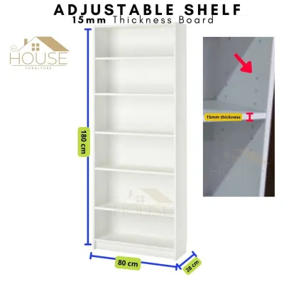 MYHOUSE Furniture BILLY IKEA Book Rack Bookshelf 6 Tier White Color Bookcase Rak Buku Putih Display Cabinet Cupboards Book shelf Display Rak Buku