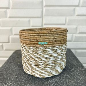 Cover Pot Seagrass Coklat Mini Keranjang Aesthetic Pajangan Hiasan Dekorasi Rumah